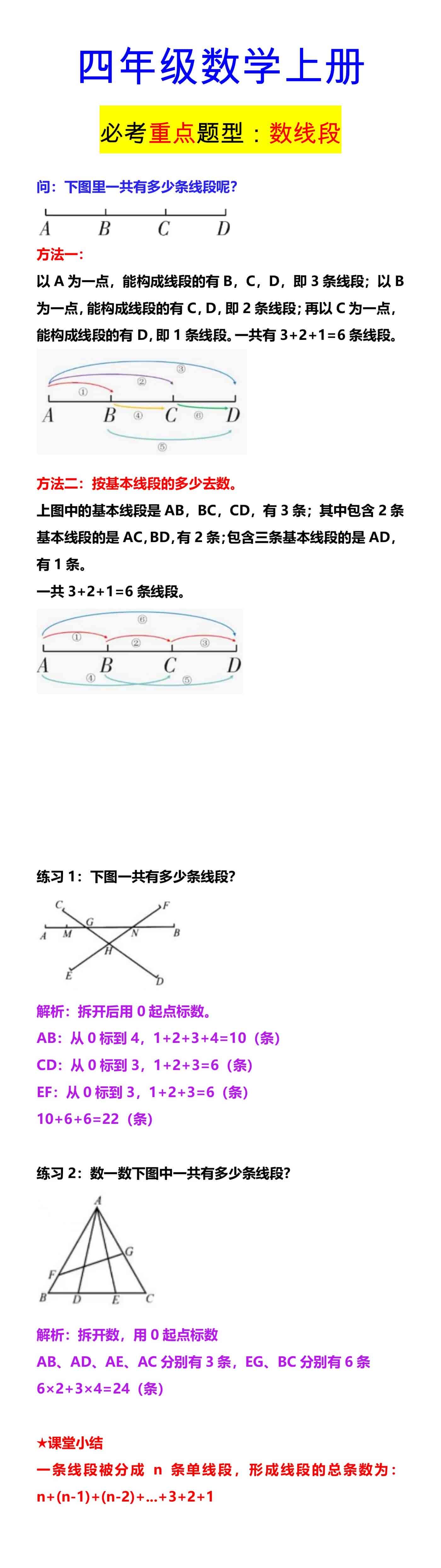 四年级数学上册 必考重点题型：数线段