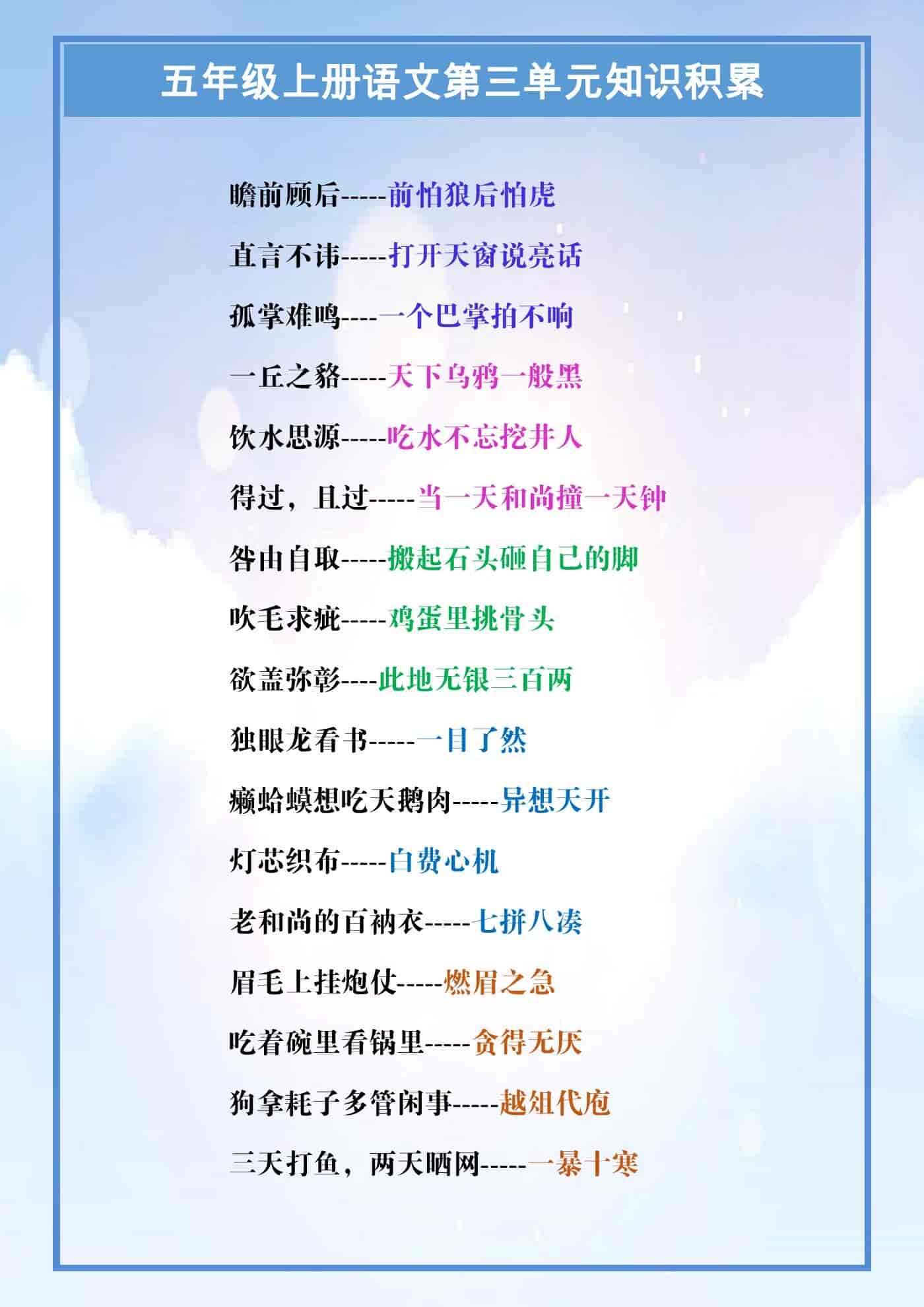 五年级上册语文第三单元知识积累