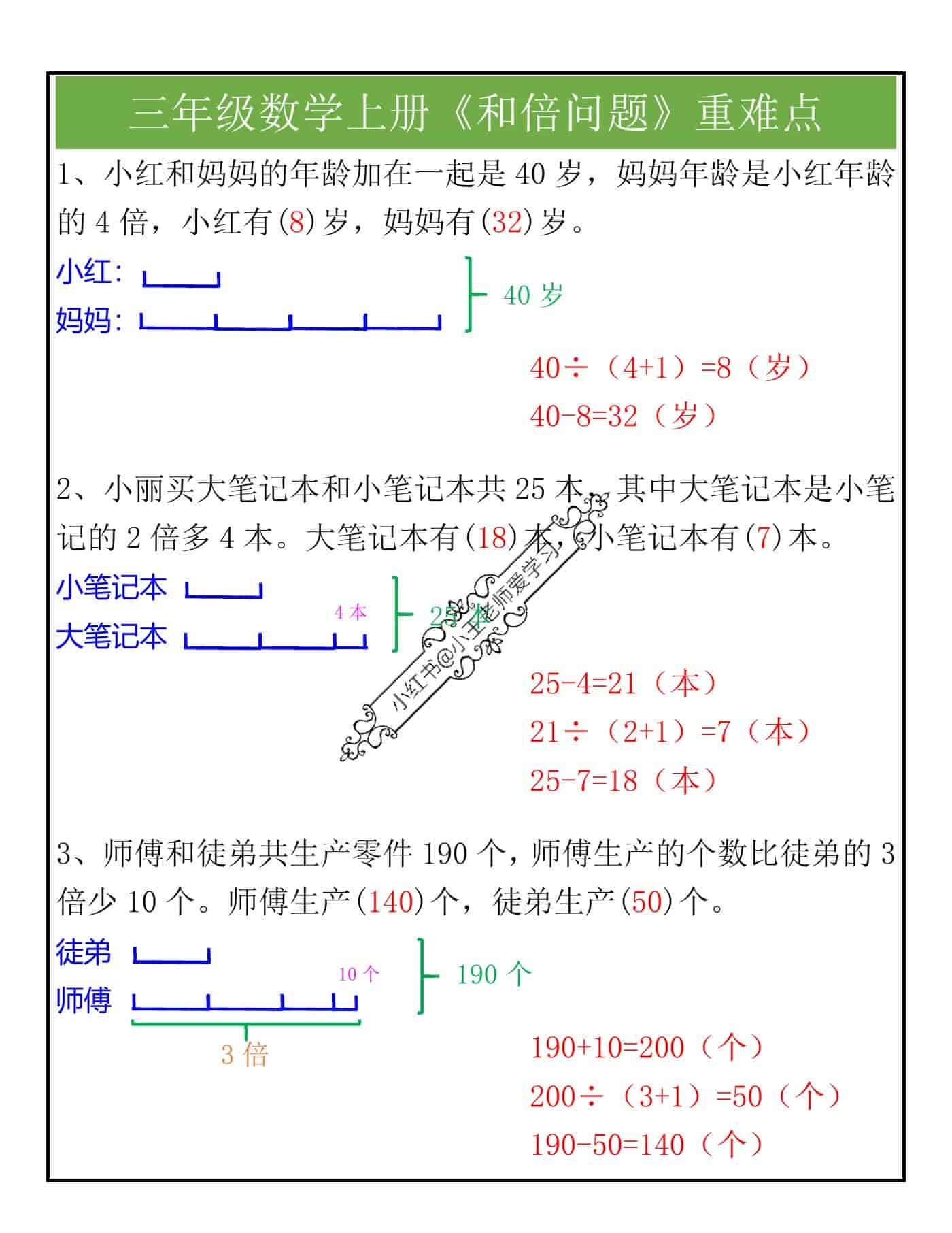 三年级数学上册《和倍问题》重难点
