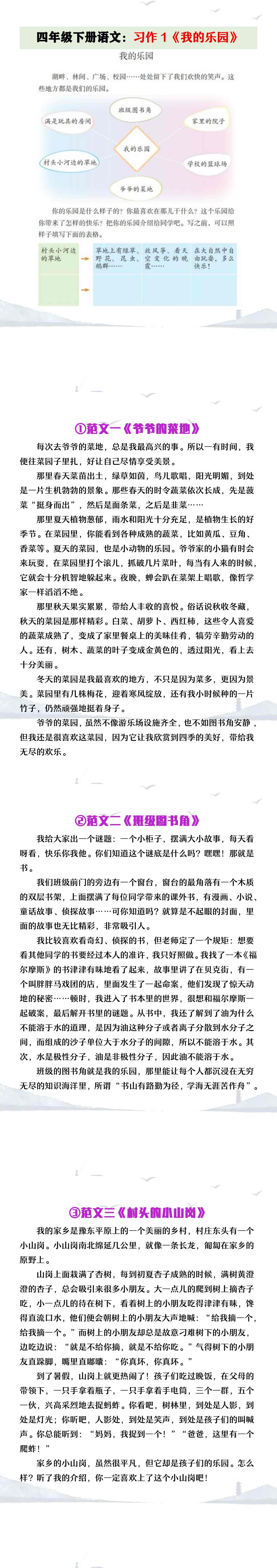四年级下册语文习作一《我的乐园》