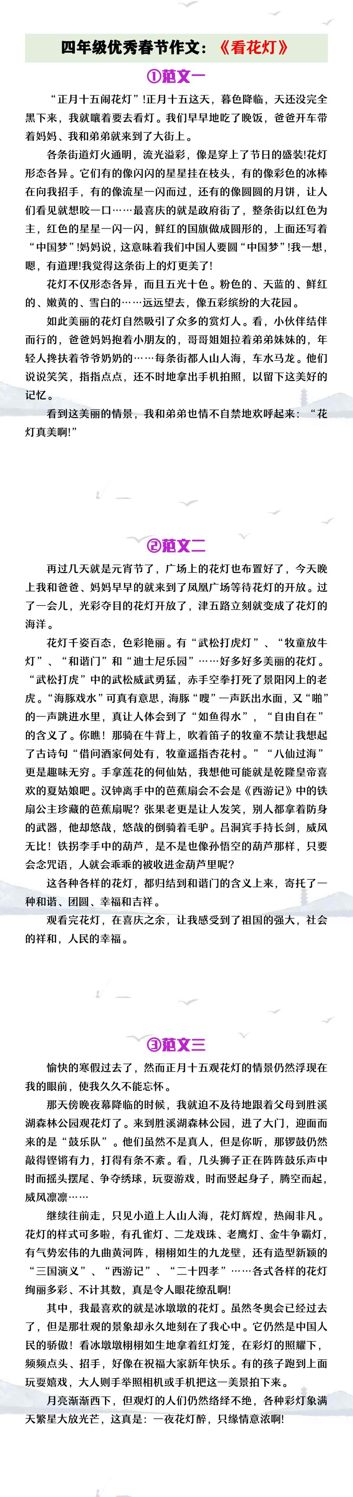 四年级春节作文《观花灯》