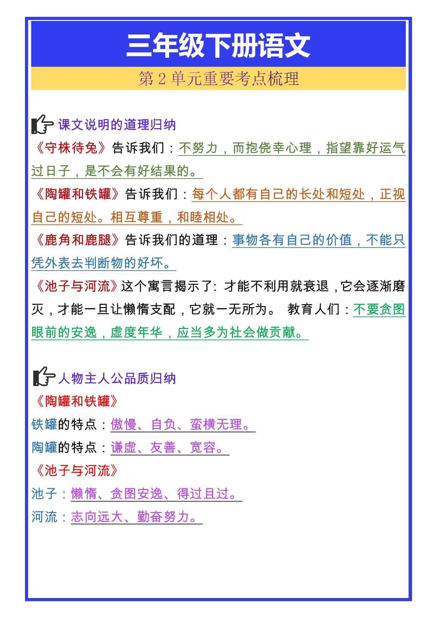 三年级下册语文第2单元重要考点梳理