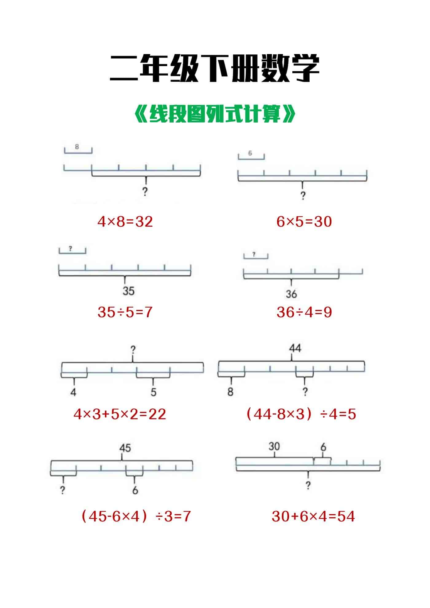 二年级下册数学《线段图列式计算》