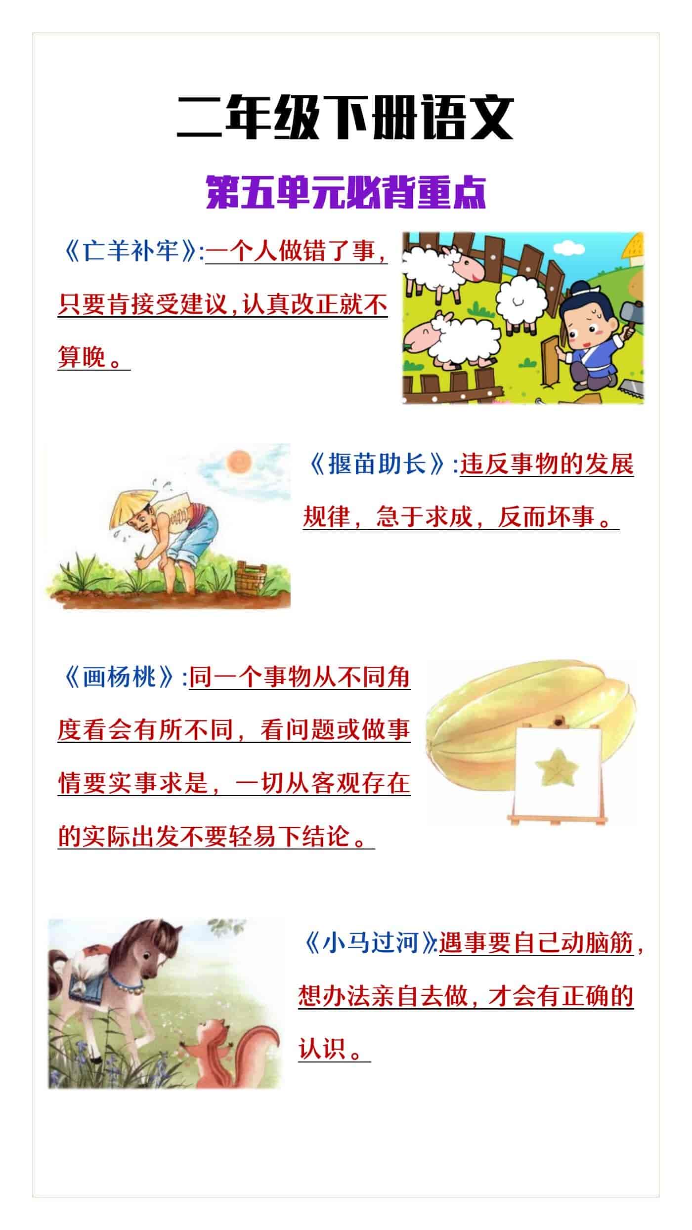 二年级下册语文第五单元必背重点