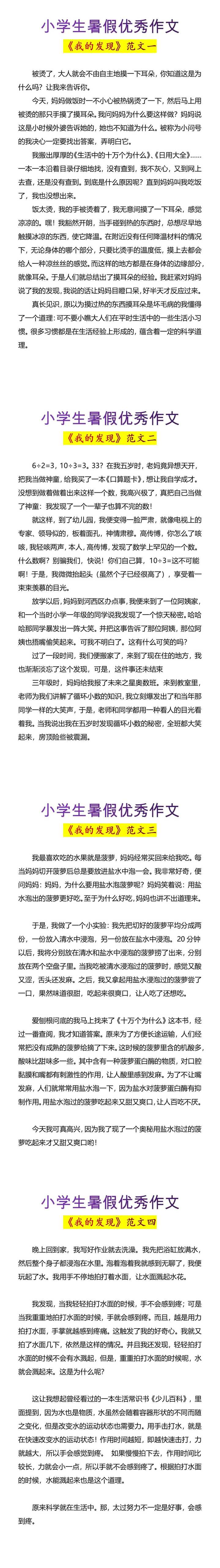 小学生暑假优秀作文《我的发现》范文4篇