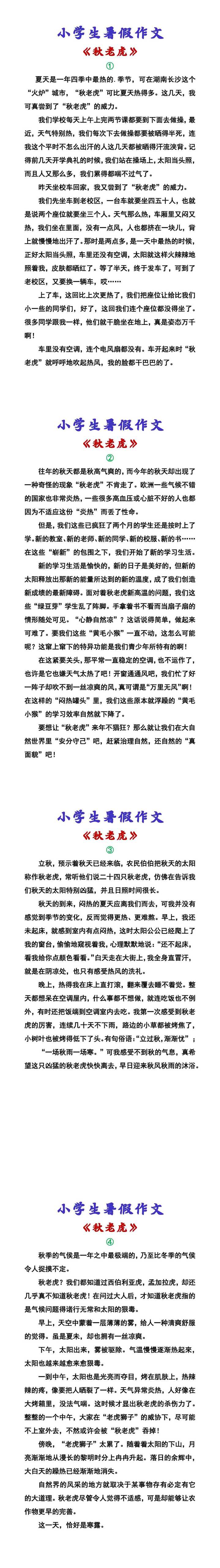 小学生暑假作文 《秋老虎》