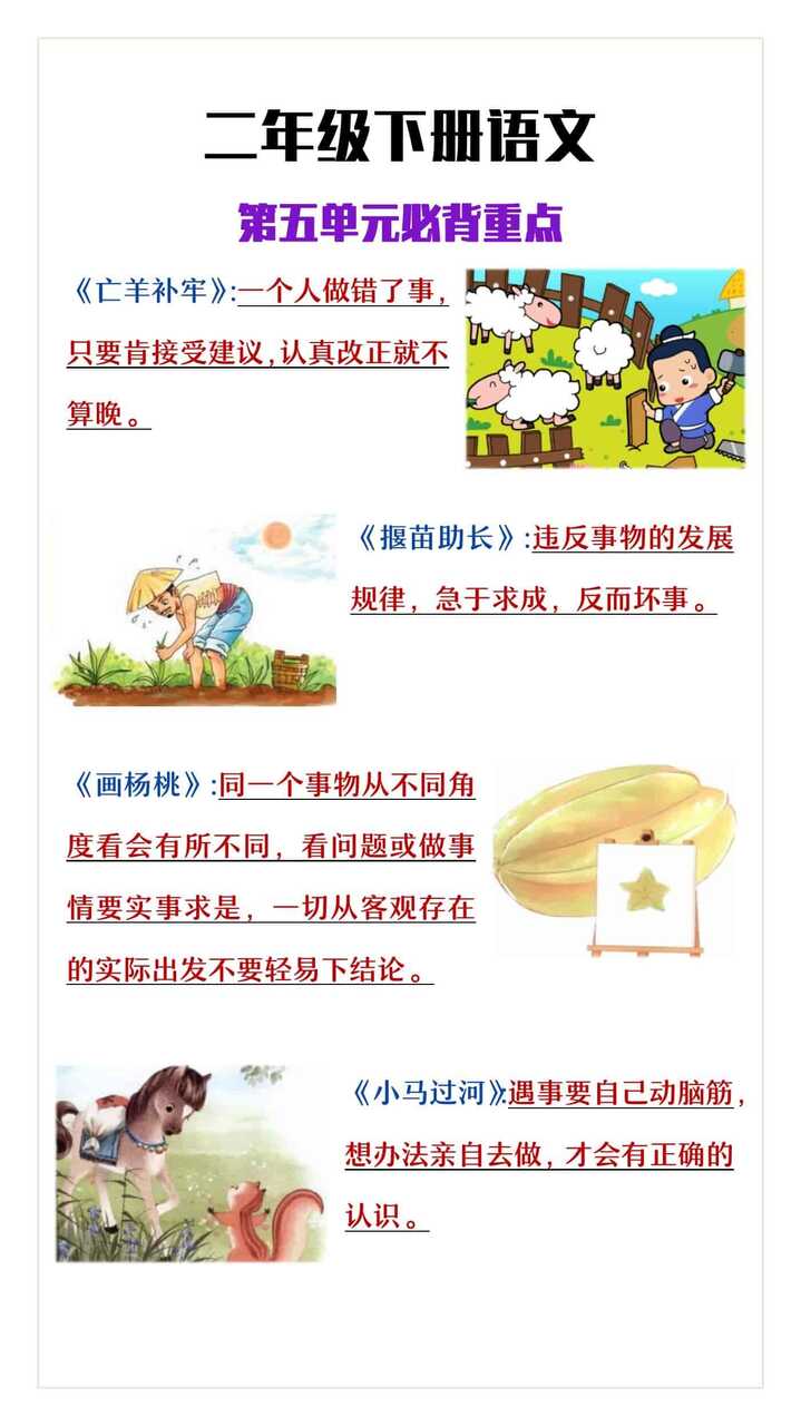 二年级下册语文第五单元必背重点