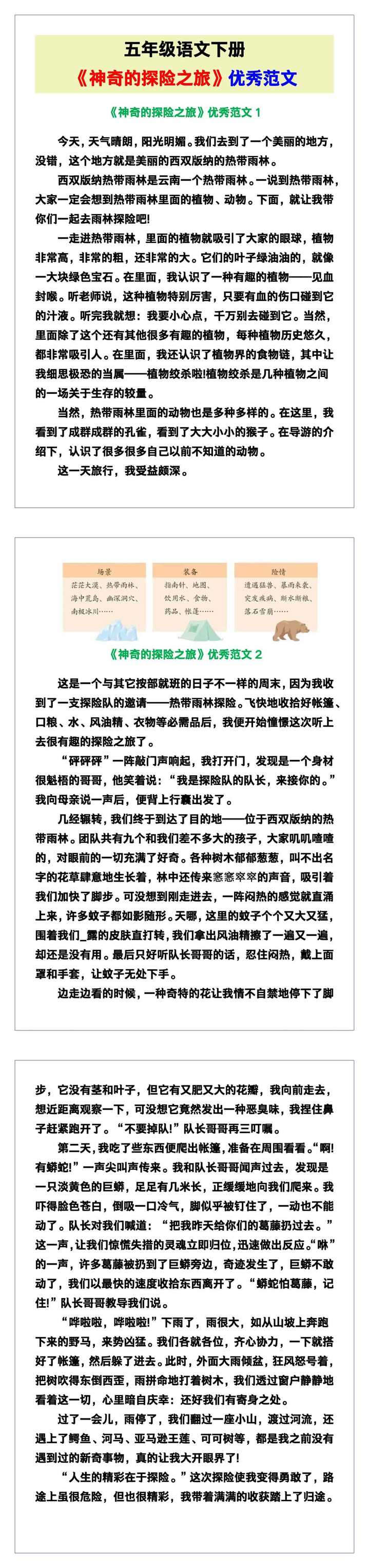 五年级语文下册《神奇的探险之旅》优秀范文！