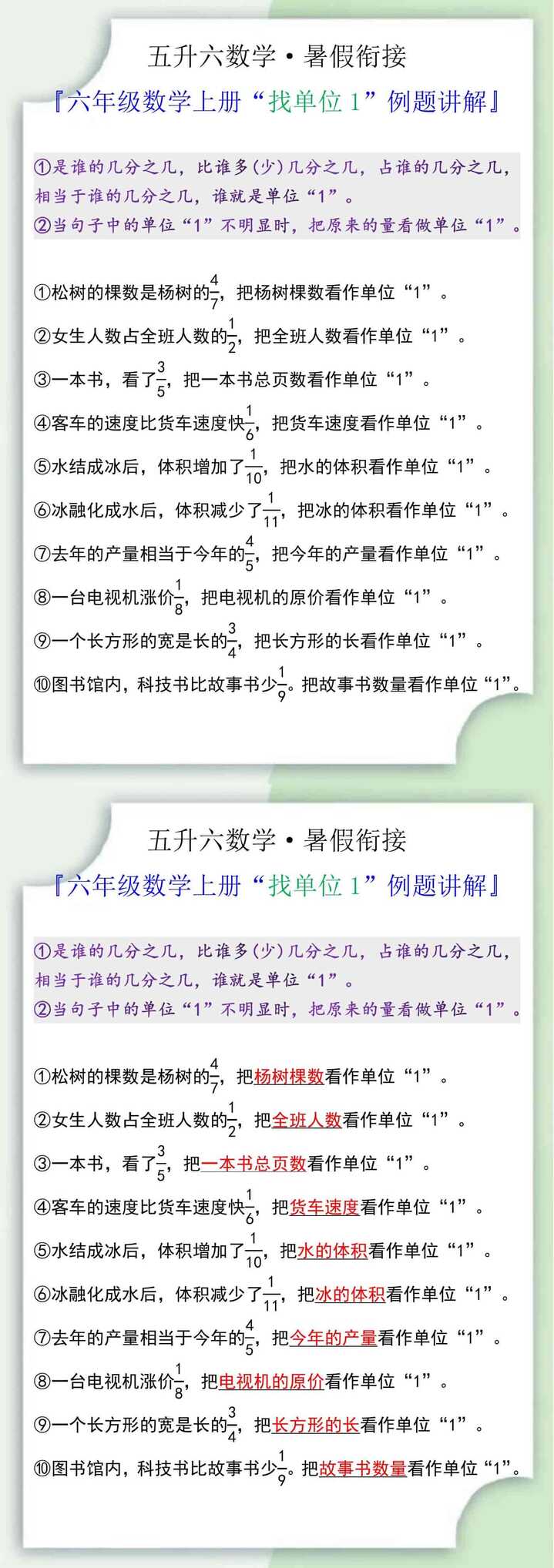 六年级数学上册“找单位1”例题讲解