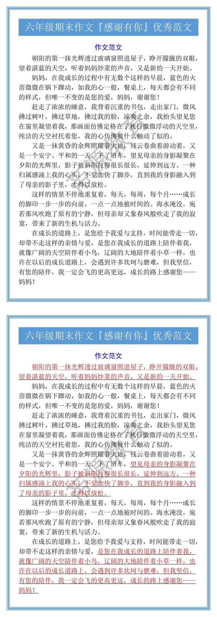 六年级期末作文『感谢有你』优秀范文