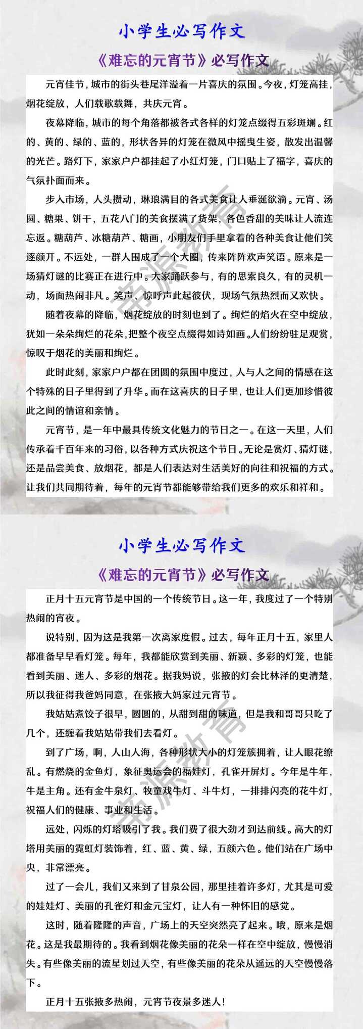 小学生必写作文 《难忘的元宵节》必写作文