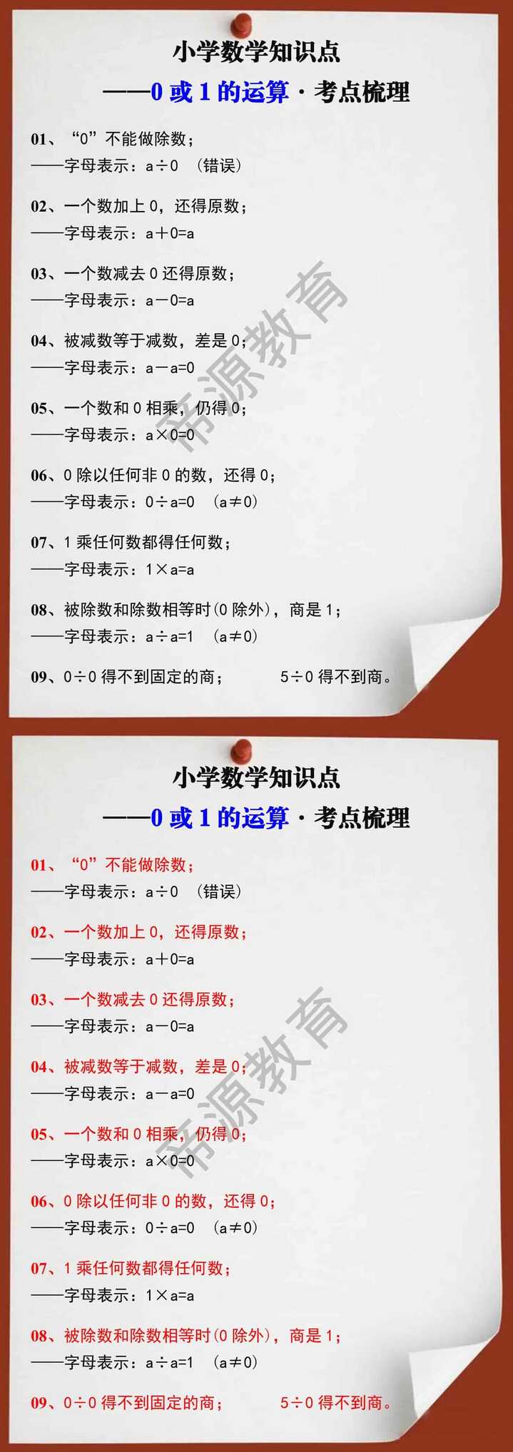 小学数学0或1的运算考点梳理