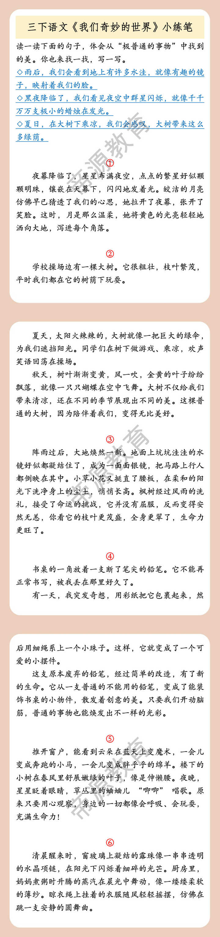 三下语文《我们奇妙的世界》小练笔