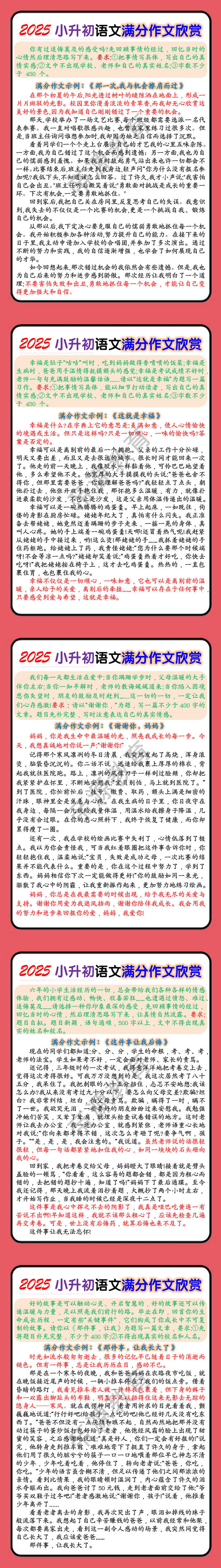 2025小升初语文满分作文欣赏
