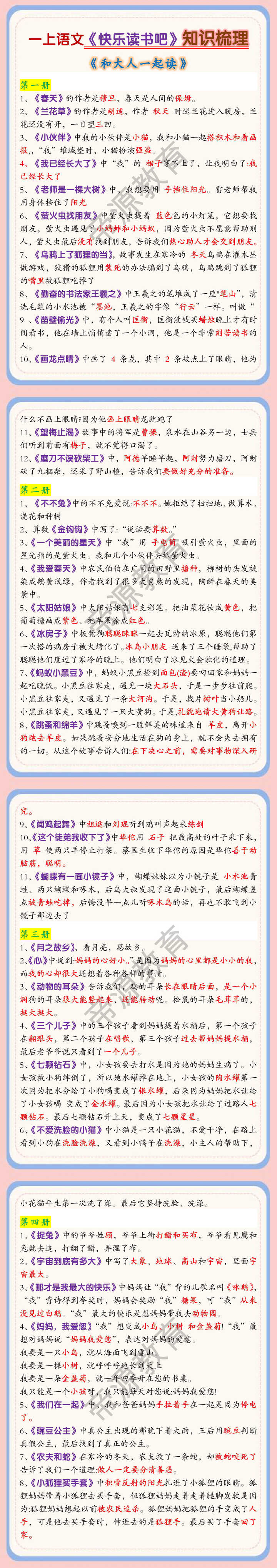 一上语文《快乐读书吧》知识梳理