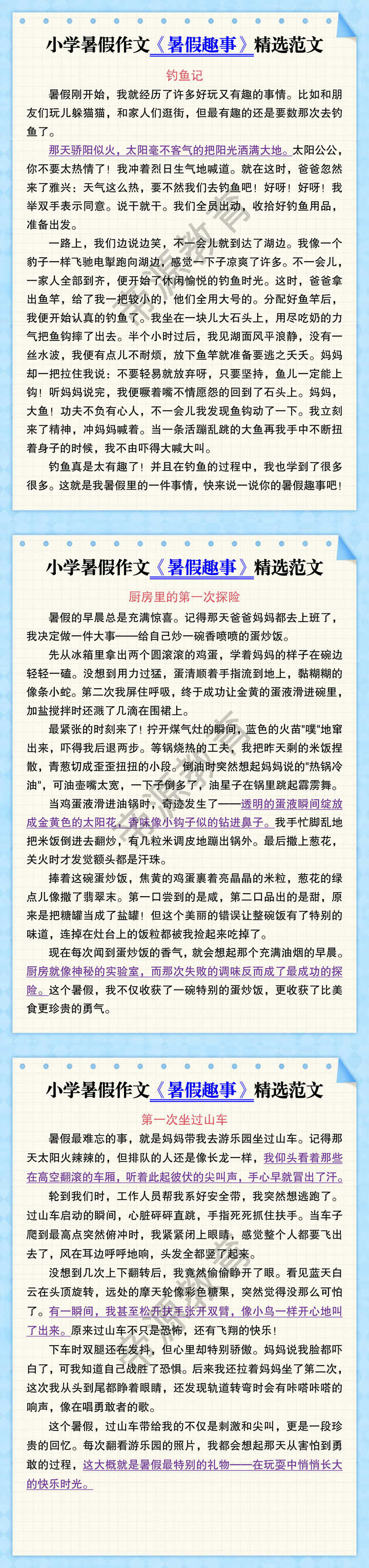 小学暑假作文《暑假趣事》精选范文