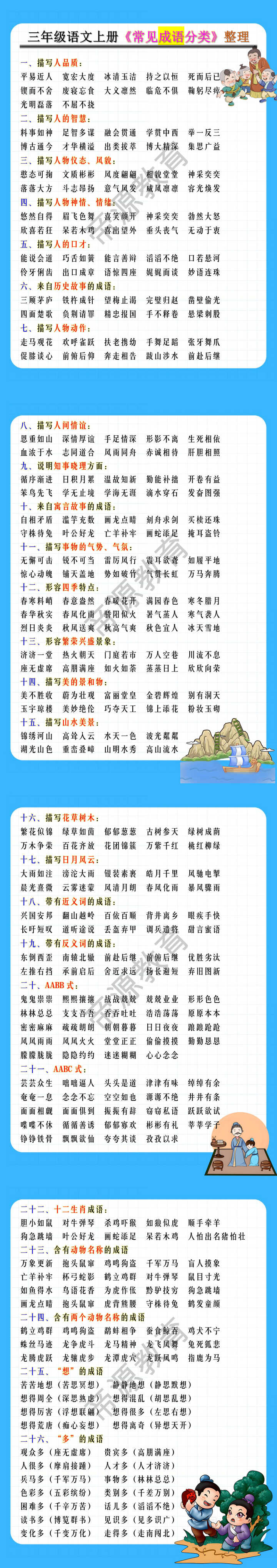 三年级语文上册《常见成语分类》整理