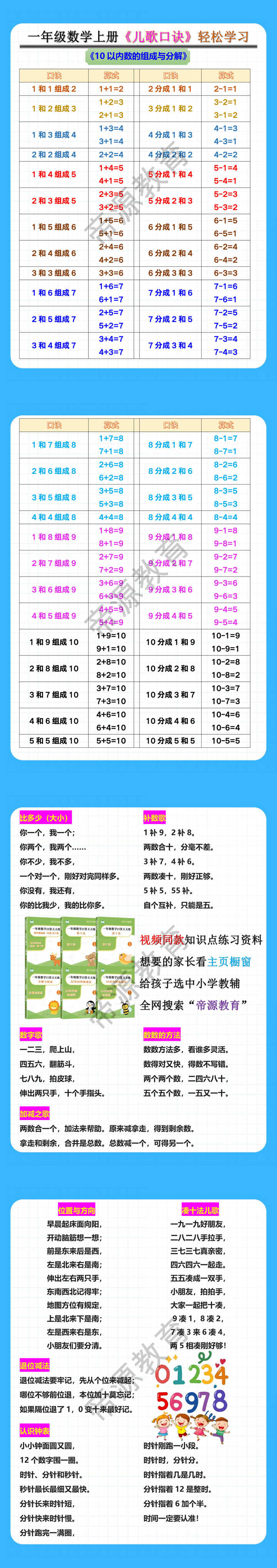 一年级数学上册《儿歌口诀》轻松学习