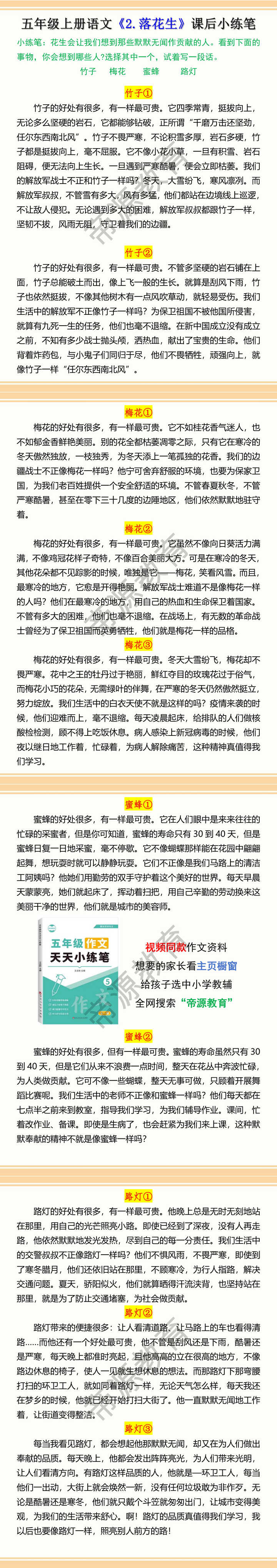 五年级上册语文《落花生》课后小练笔