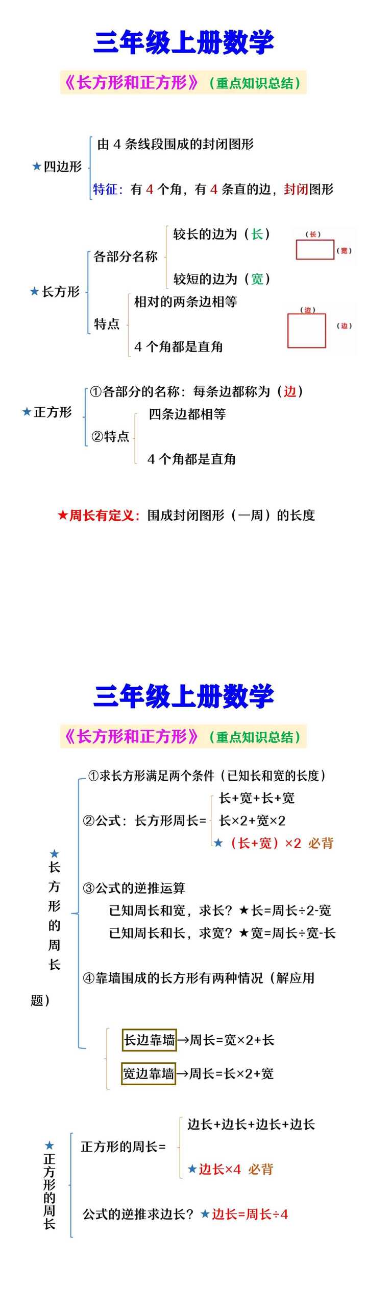 三年级上册数学 《长方形和正方形》