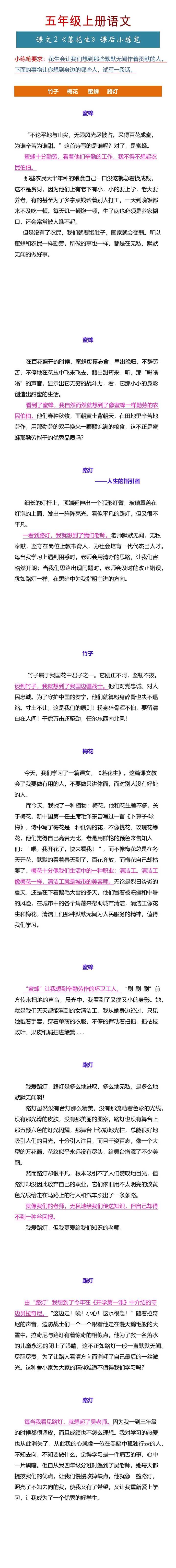 五年级上册语文课文2《落花生》课后小练笔