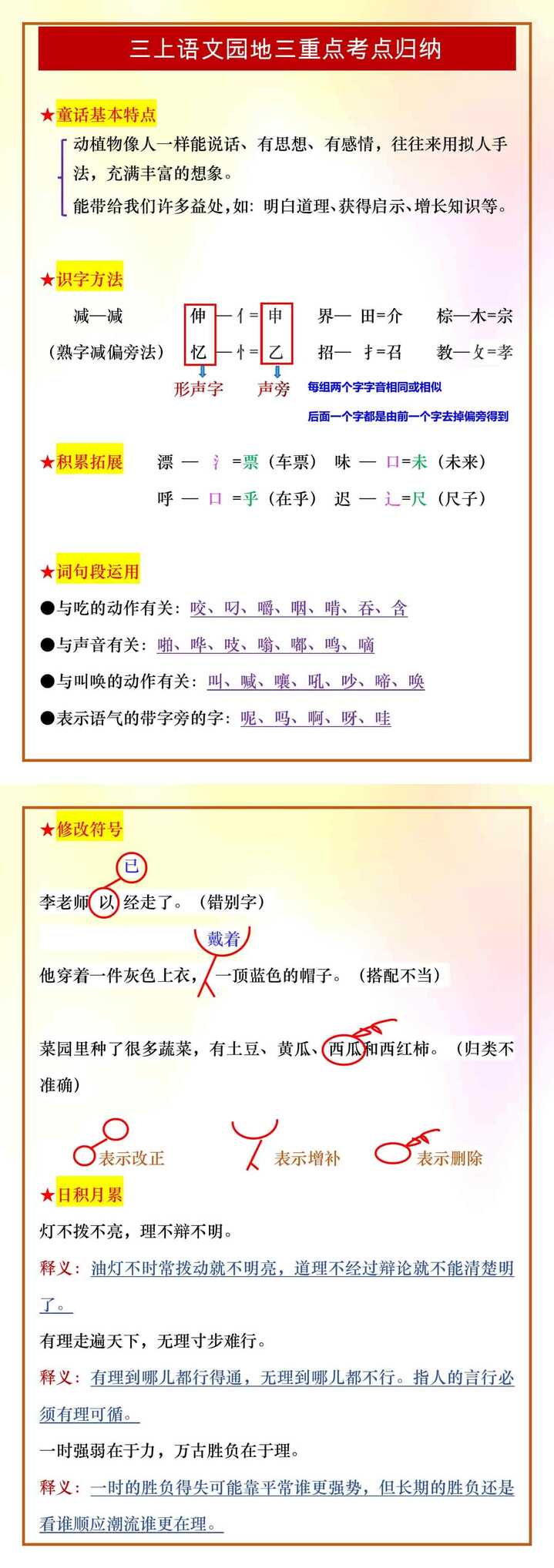 三年级上册语文园地三重点考点归纳