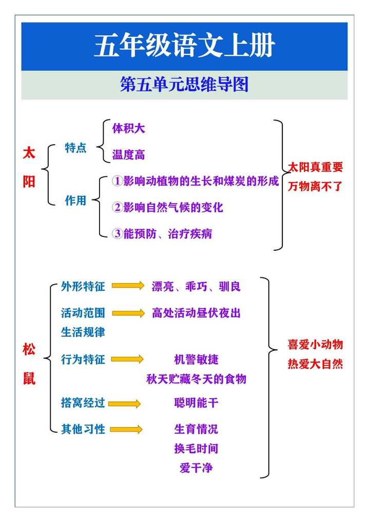 五年级语文上册第五单元思维导图