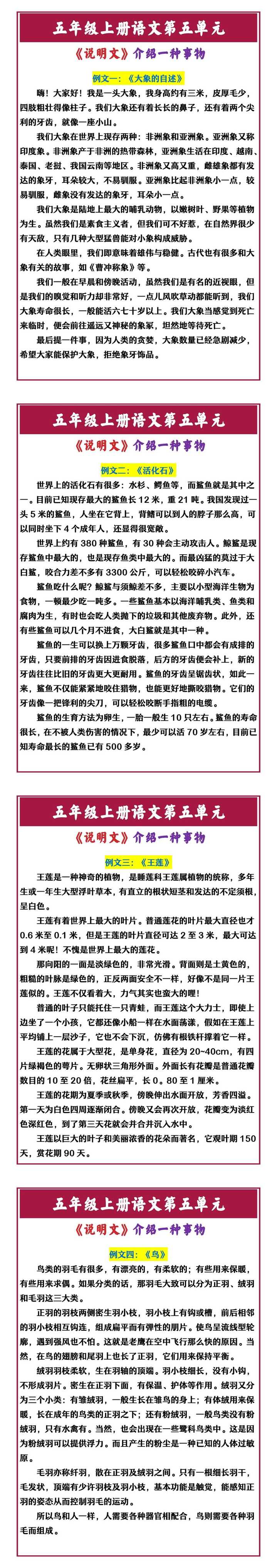 五年级上册语文第五单元 《说明文》介绍一种事物