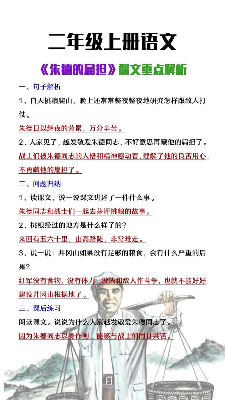 二年级上册语文《朱德的扁担》重点问题解析
