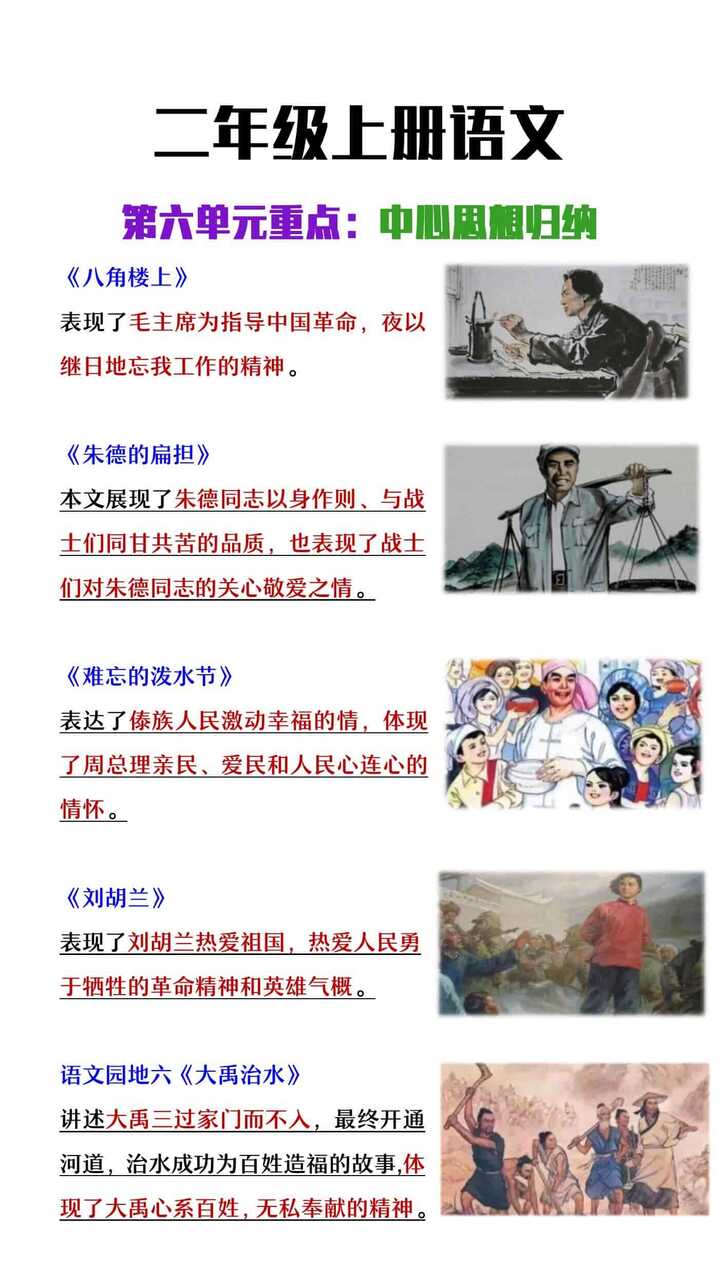 二年级上册语文第六单元中心思想归纳