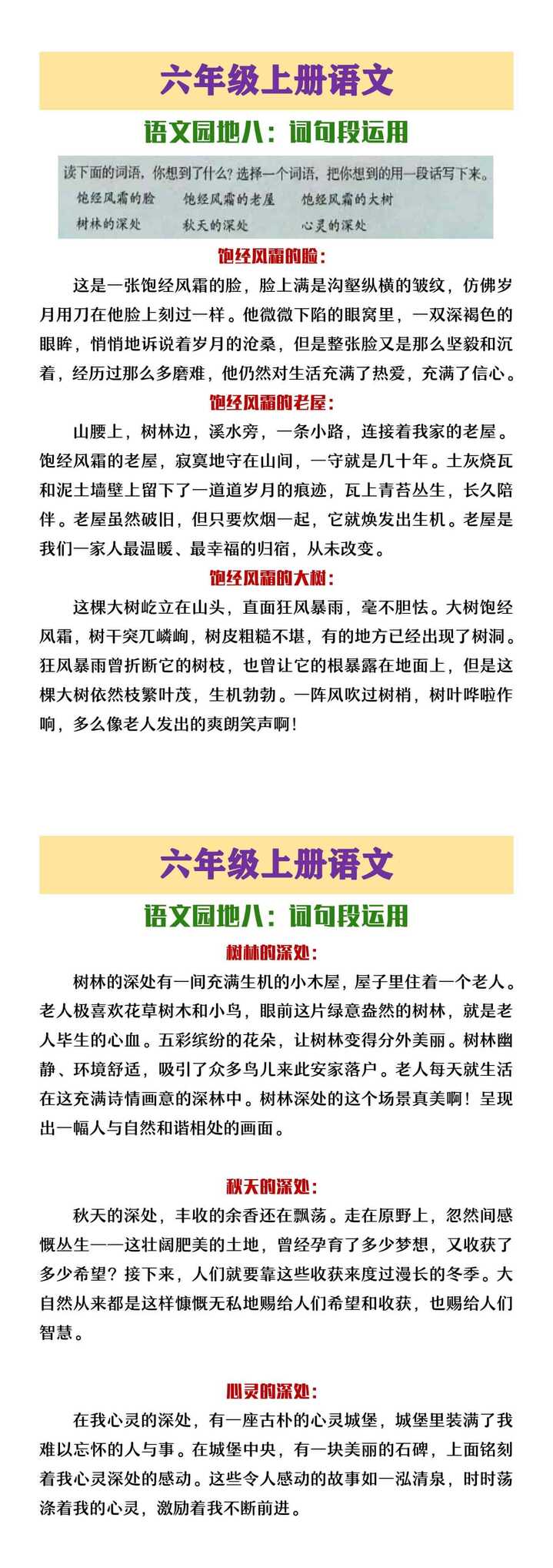 六年级上册语文园地八《词句段运用》