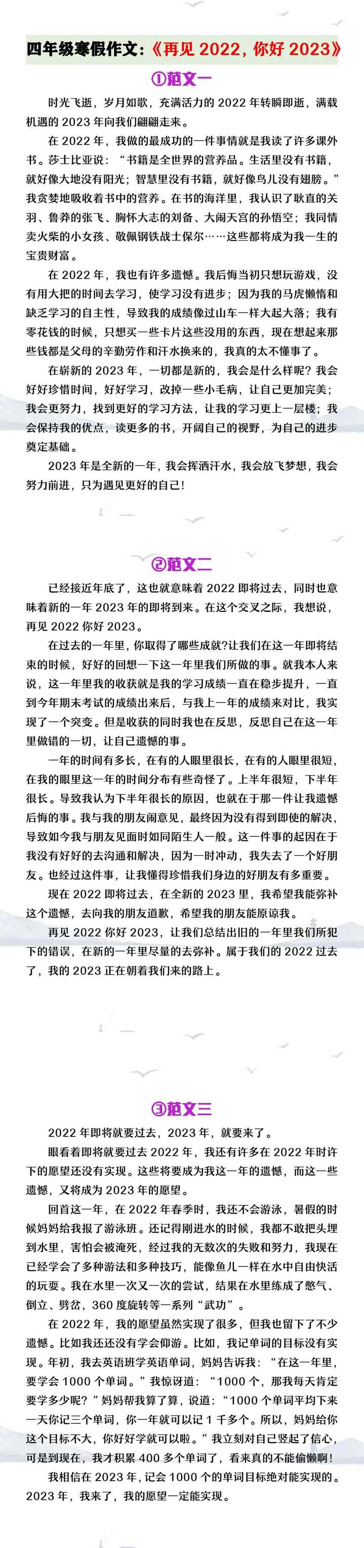 四年级寒假作文《再见2022，你好2023》