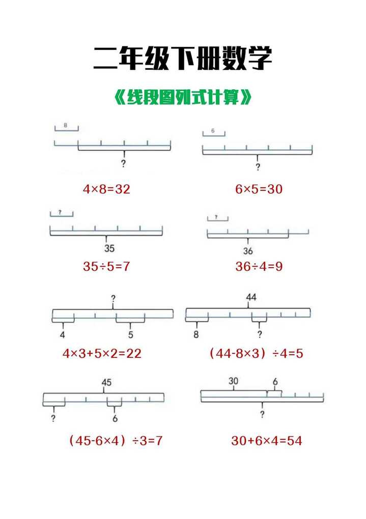 二年级下册数学《线段图列式计算》