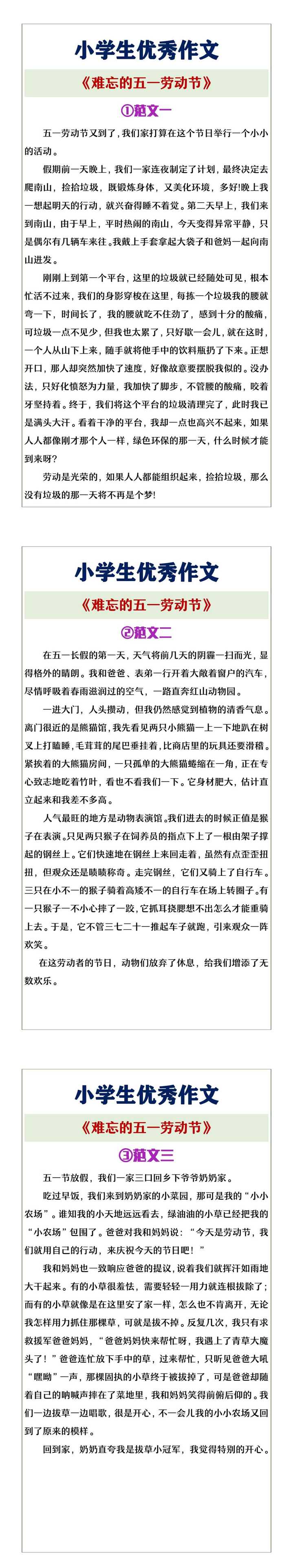 小学生优秀作文《难忘的五一劳动节》