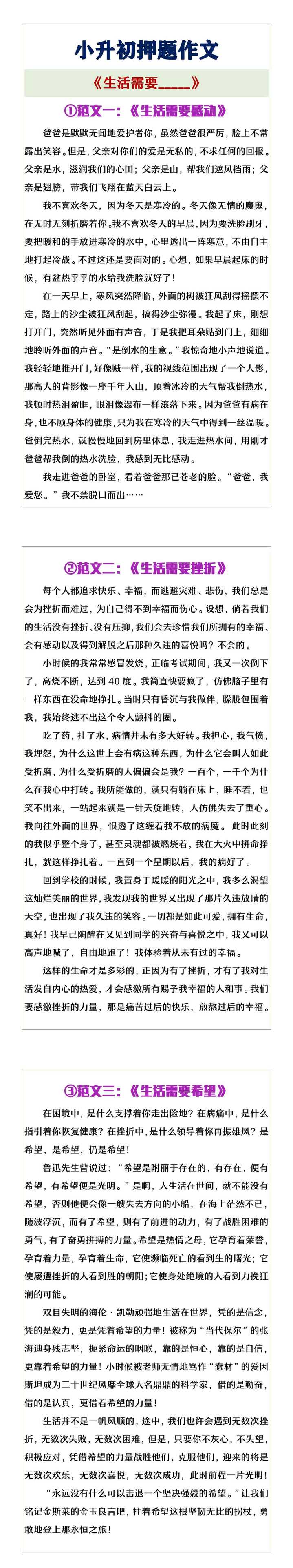 小升初押题作文《生活需要___》