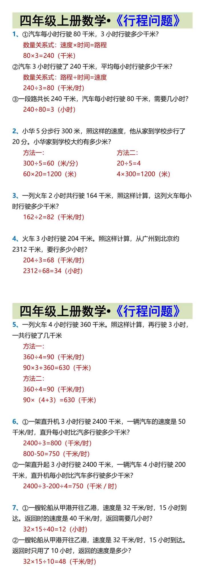 四年级上册数学•《行程问题》