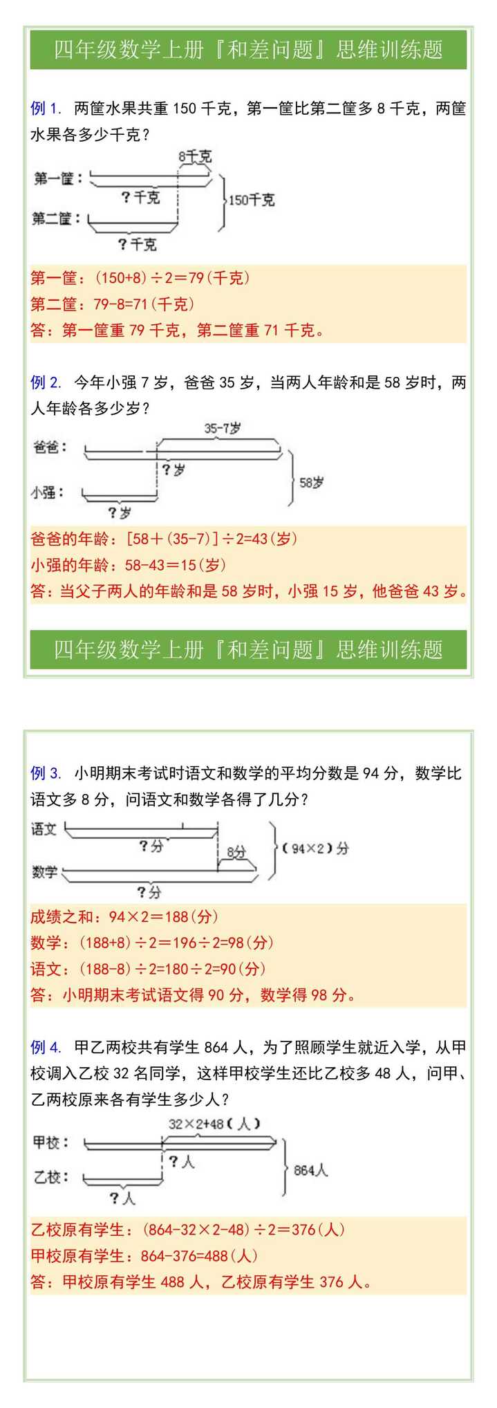 四年级数学上册『和差问题』思维训练题