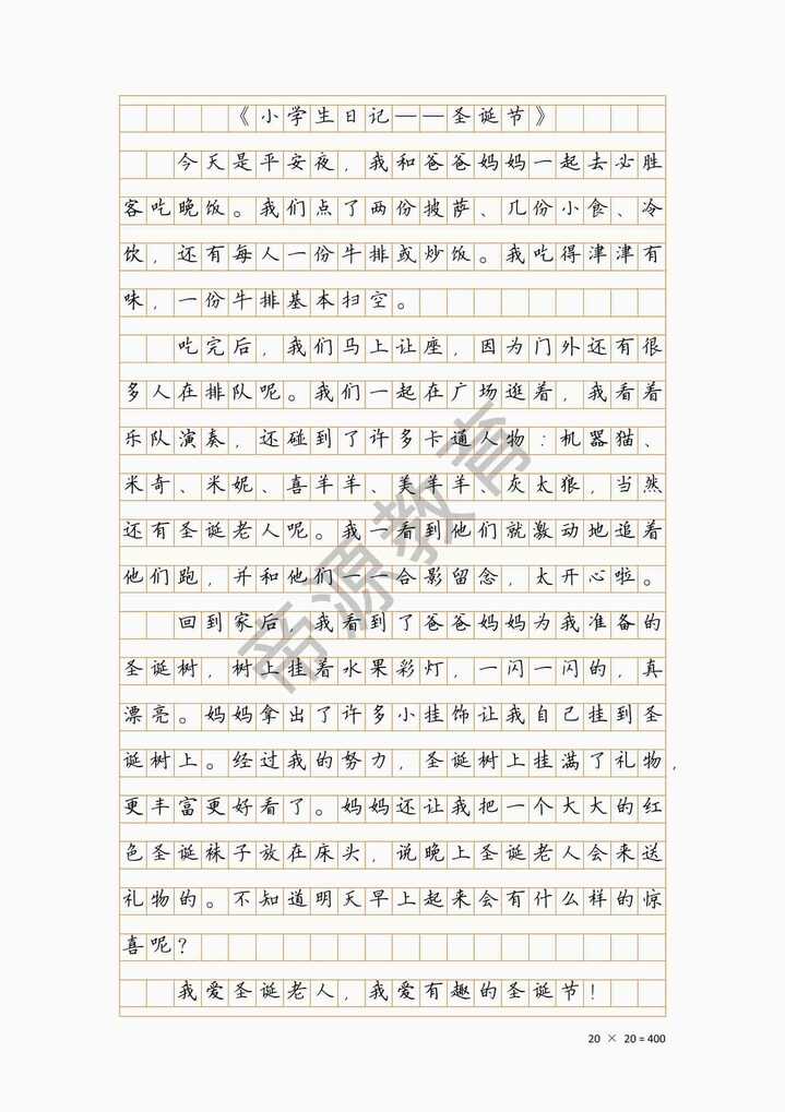 满分小学生作文素材《圣诞节》