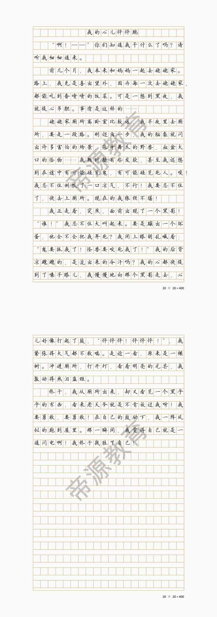 四上作文：我的心儿怦怦跳，黑夜惊魂记