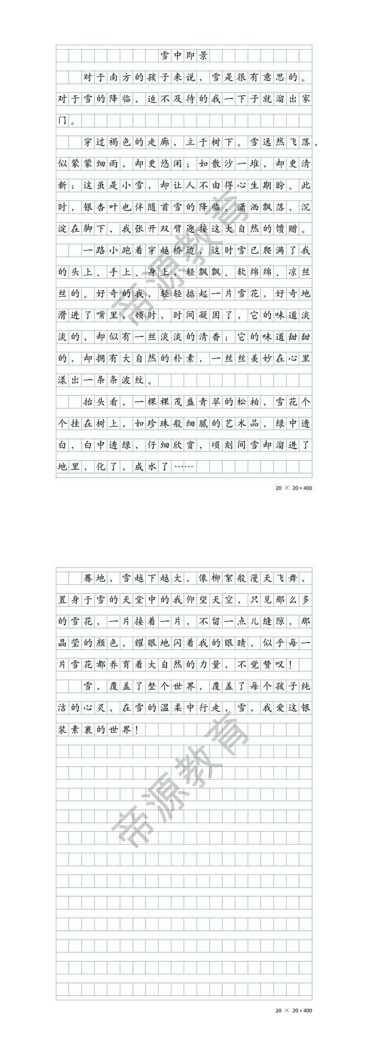 《雪中即景》（500字）