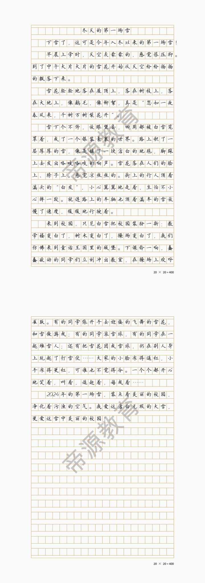 冬天的第一场雪作文《校园雪景》