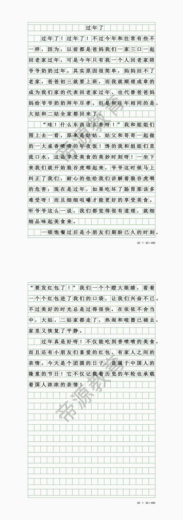 小学生优秀作文《过年了》