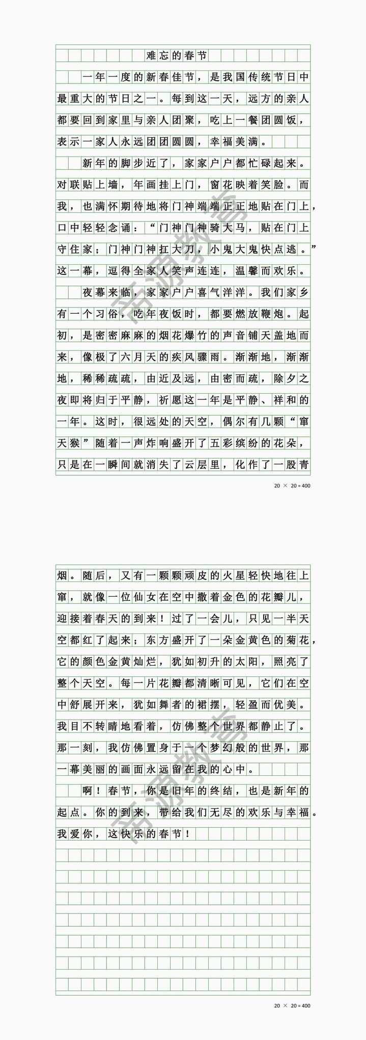 小学生寒假作文：难忘的春节