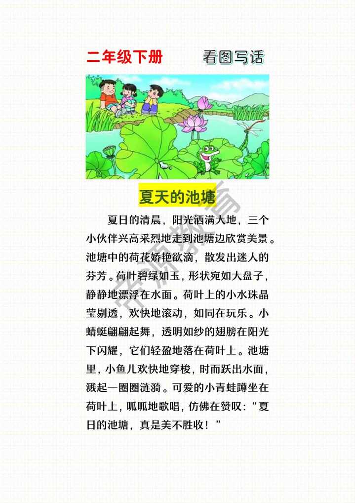 一二年级看图写话：夏天的池塘