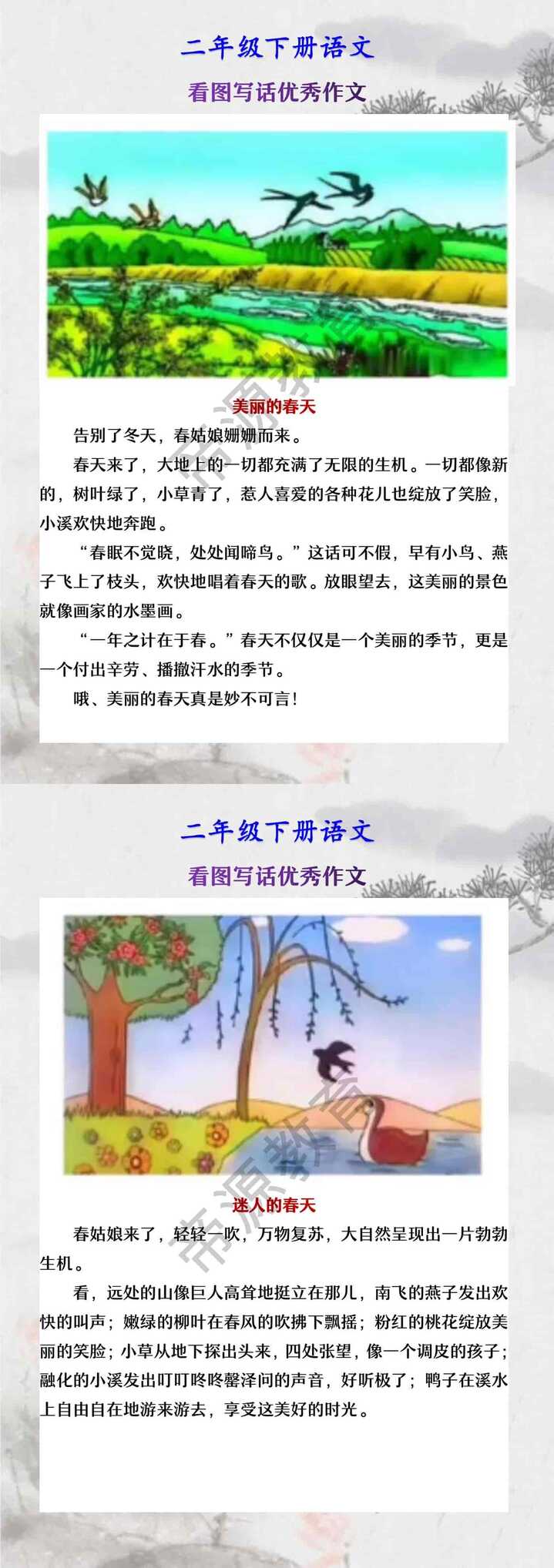 二年级下册语文 看图写话优秀作文