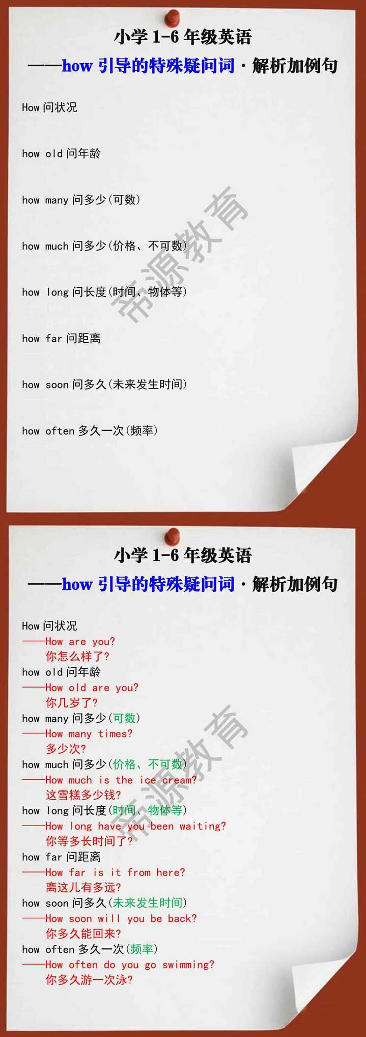 小学英语how引导的特殊疑问词解析加例句