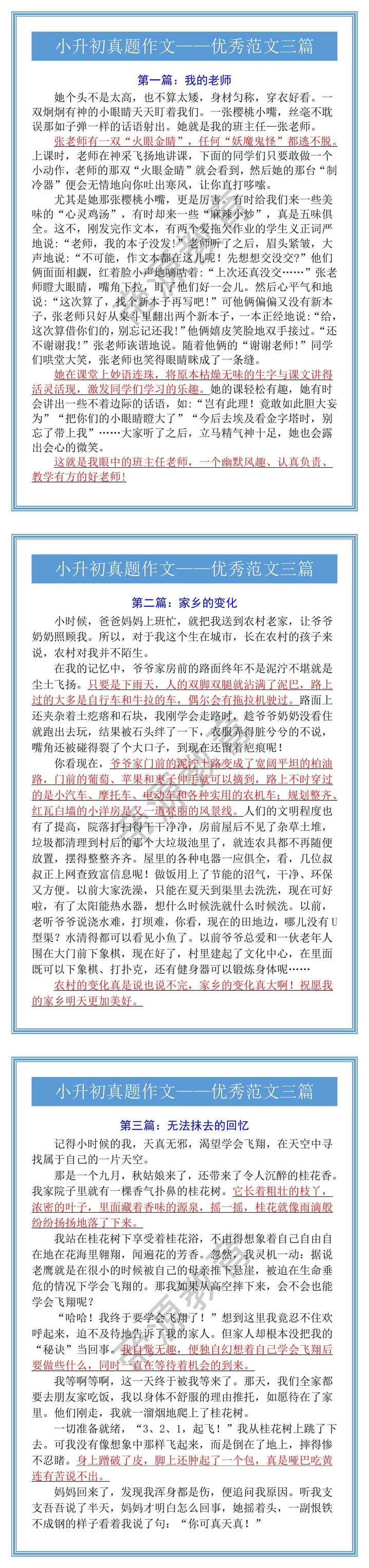 小升初真题作文——优秀范文三篇