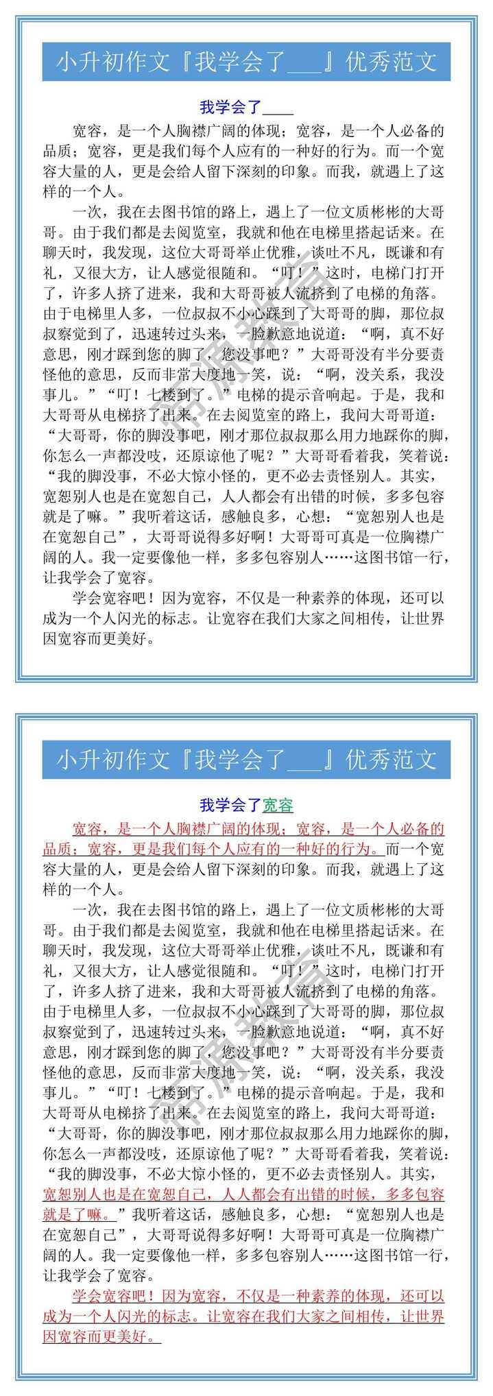 小升初作文『我学会了___』优秀范文
