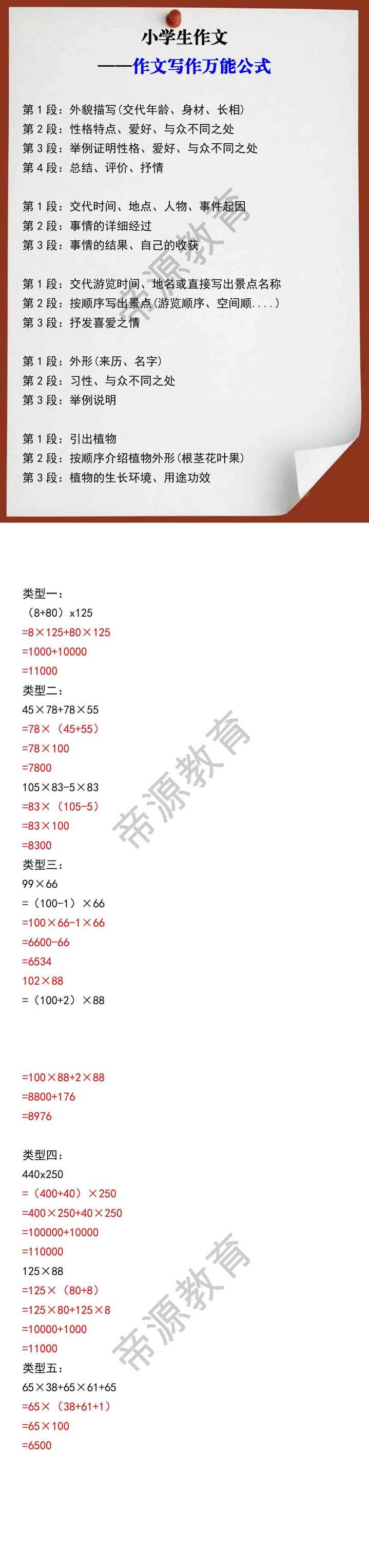 小学作文写作万能公式