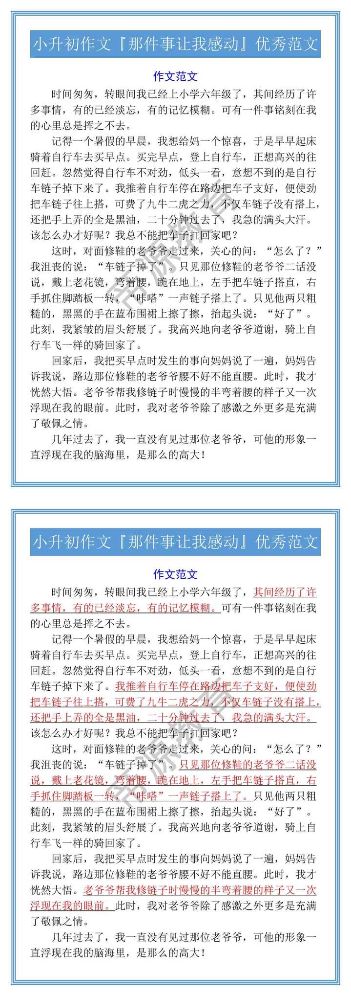 小升初作文『那件事让我感动』优秀范文